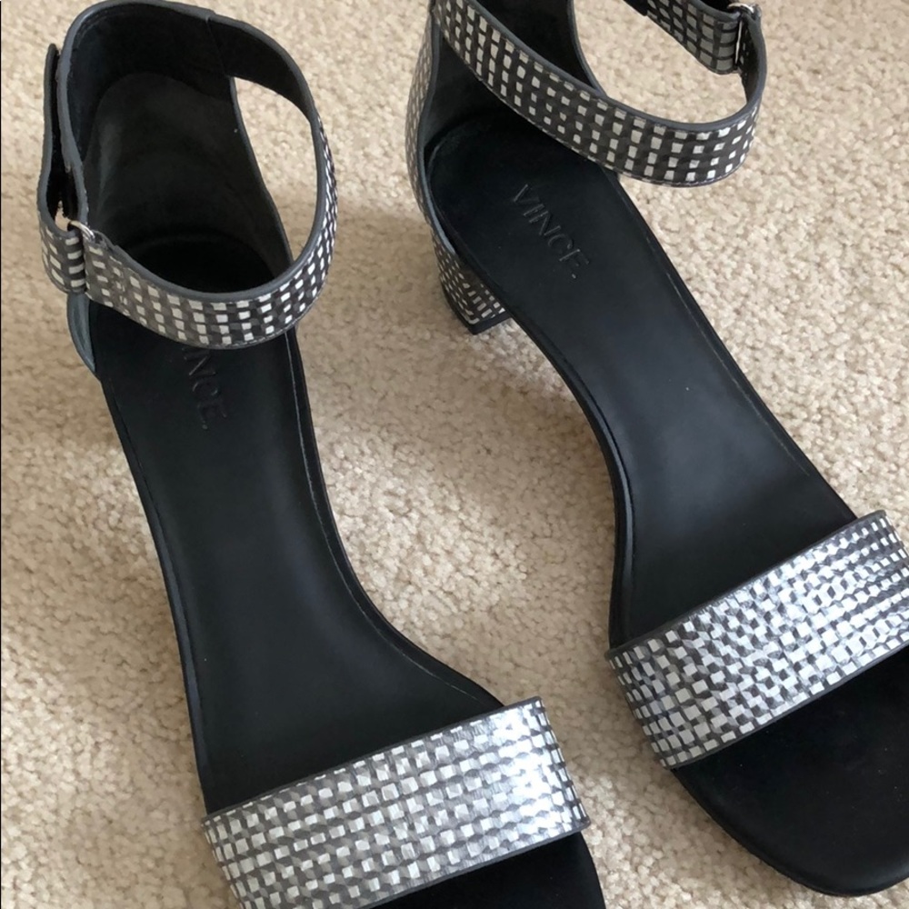 Vince Rita Leather Checkered Sandals